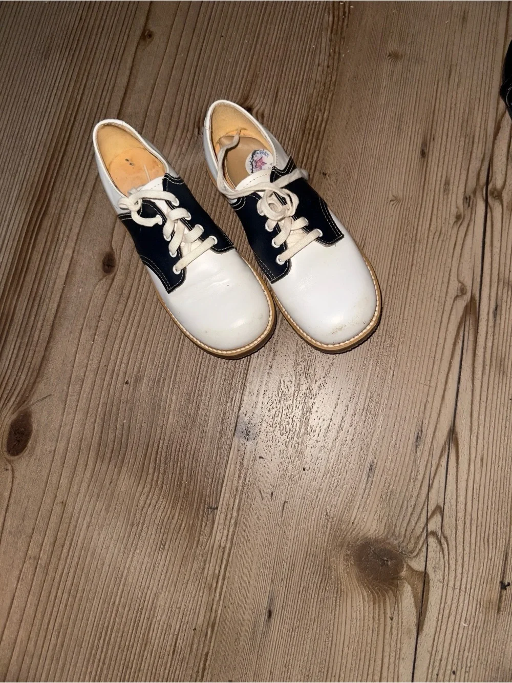 Two-Tone White and Black Saddle Shoes